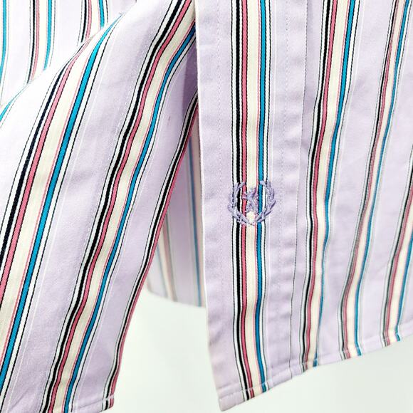 Bugatchi UOMO Classic Fit Purple Pinstripe Long Sleeve Button Up Shirt Men's XL - Picture 5 of 9